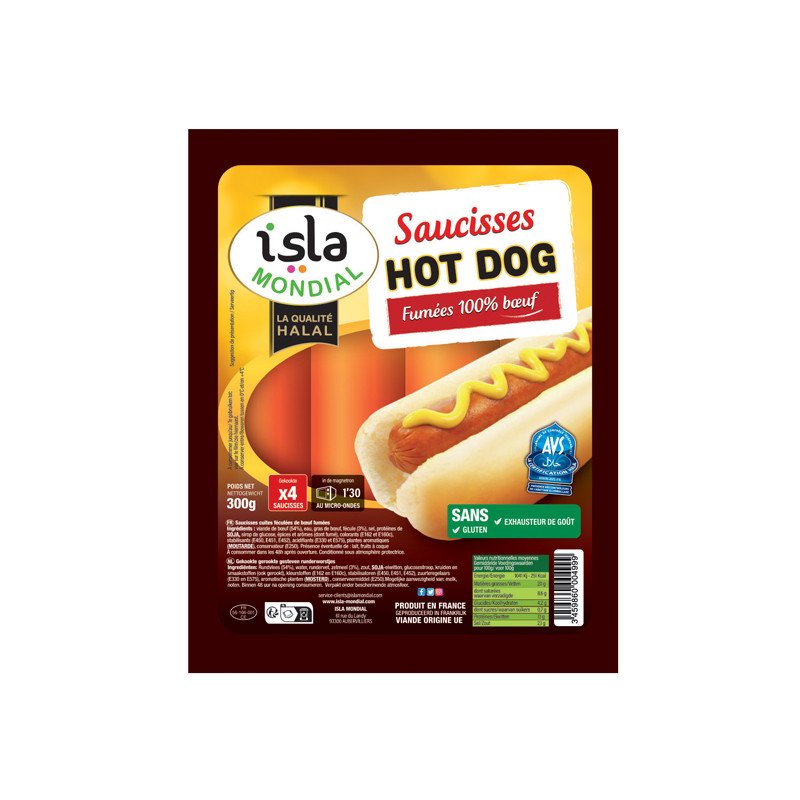 Hot Dog saucissons fumé 100% bœuf